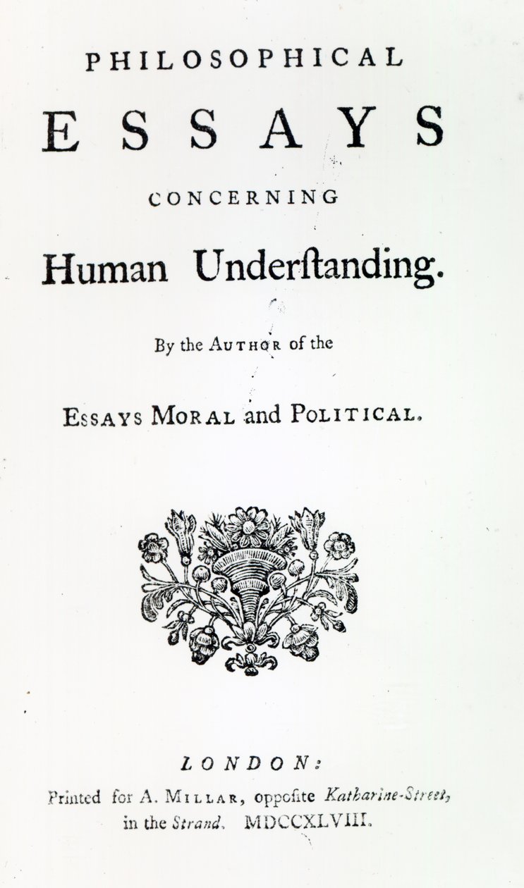 David Hume filozófiai esszéi az emberi megértésről címlapja, 1748 (nyomtatott) alkotó: English School