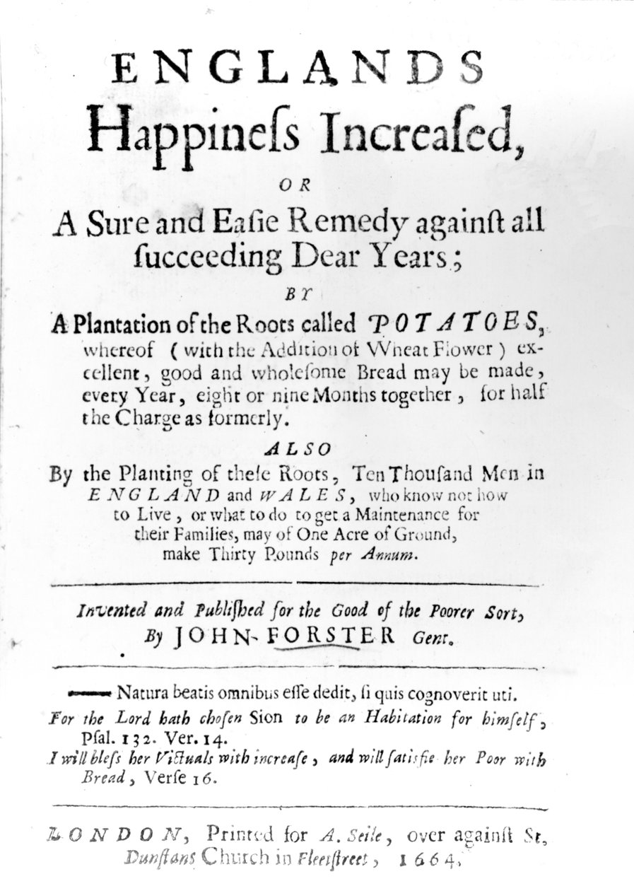 Címlap az 1664-ben kiadott, John Forster által megnövelt Englands Happiness Increased (nyomtatott papír) c. alkotó: English School
