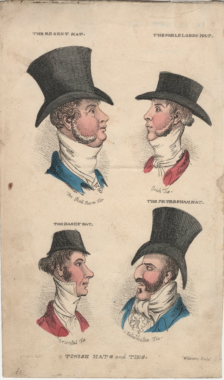 Tonish kalapok és nyakkendők, 1815-20 körül alkotó: English School