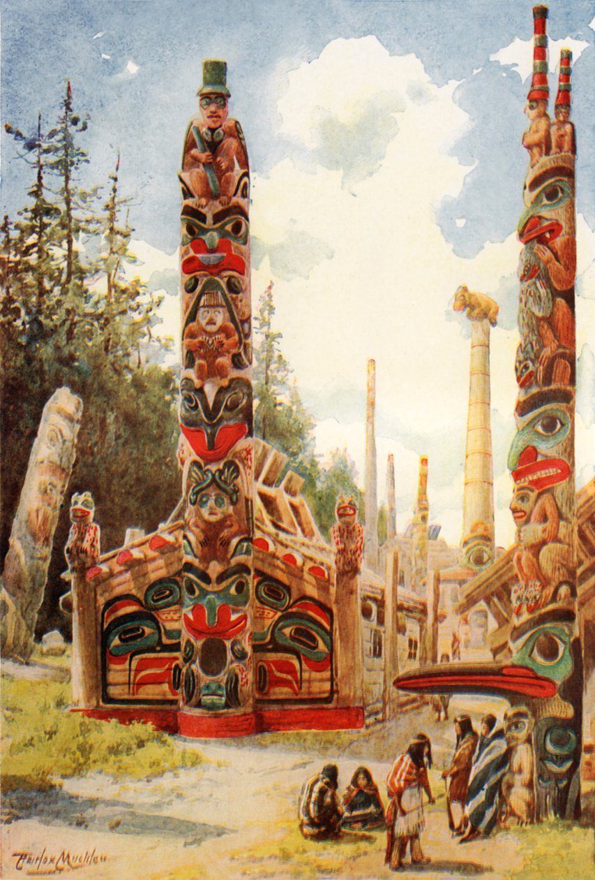 Totemoszlopok (színes litográfia) alkotó: English School