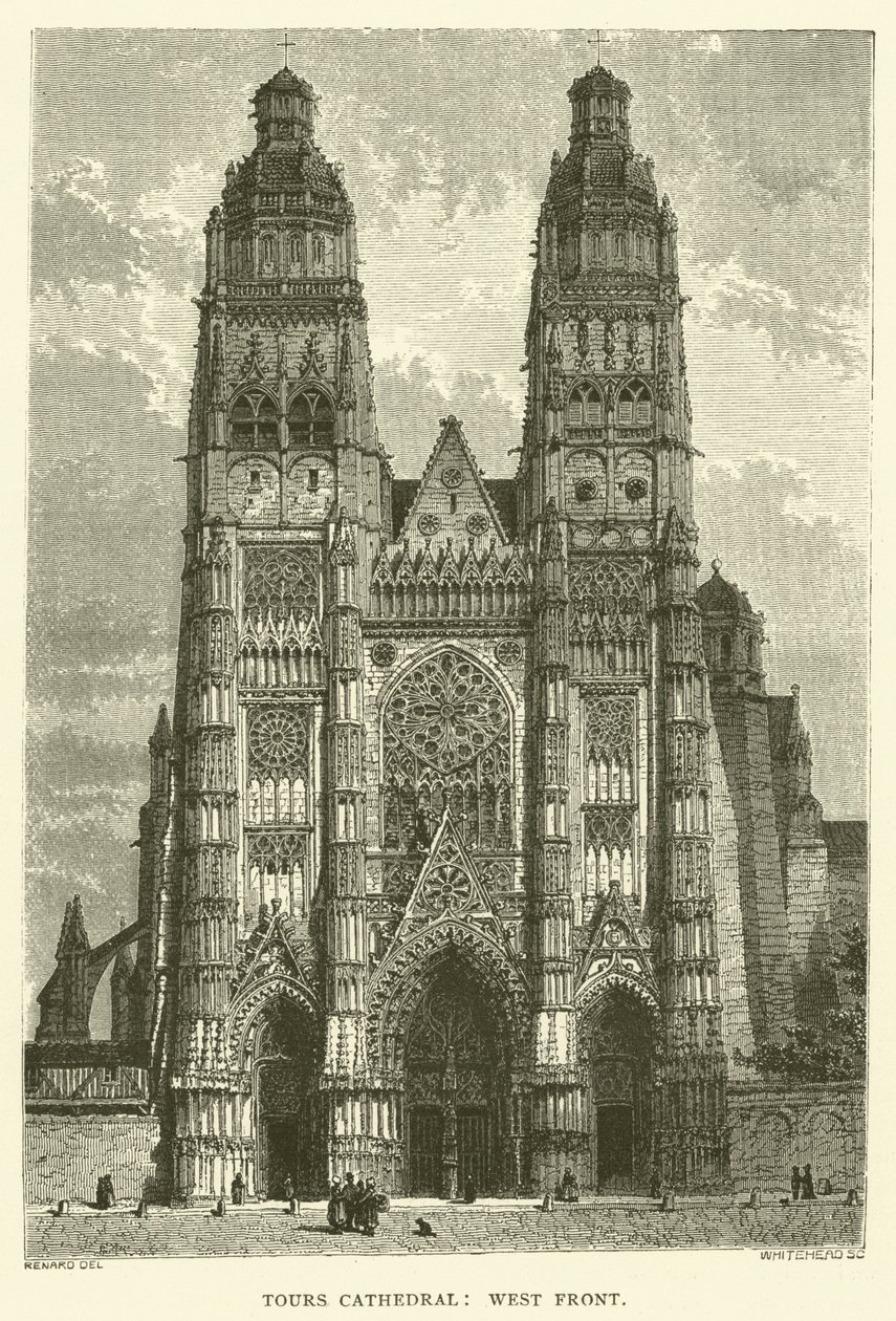 Tours-i székesegyház, nyugati homlokzat (metszet) alkotó: English School