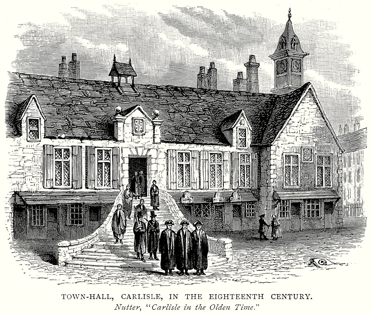 Carlisle-i városháza a tizennyolcadik században (metszet) alkotó: English School