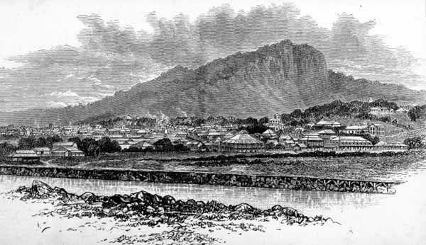 Townsville, Queensland, Ausztrália, az "Australian Pictures", pub. a londoni The Religious Tract Society által alkotó: English School