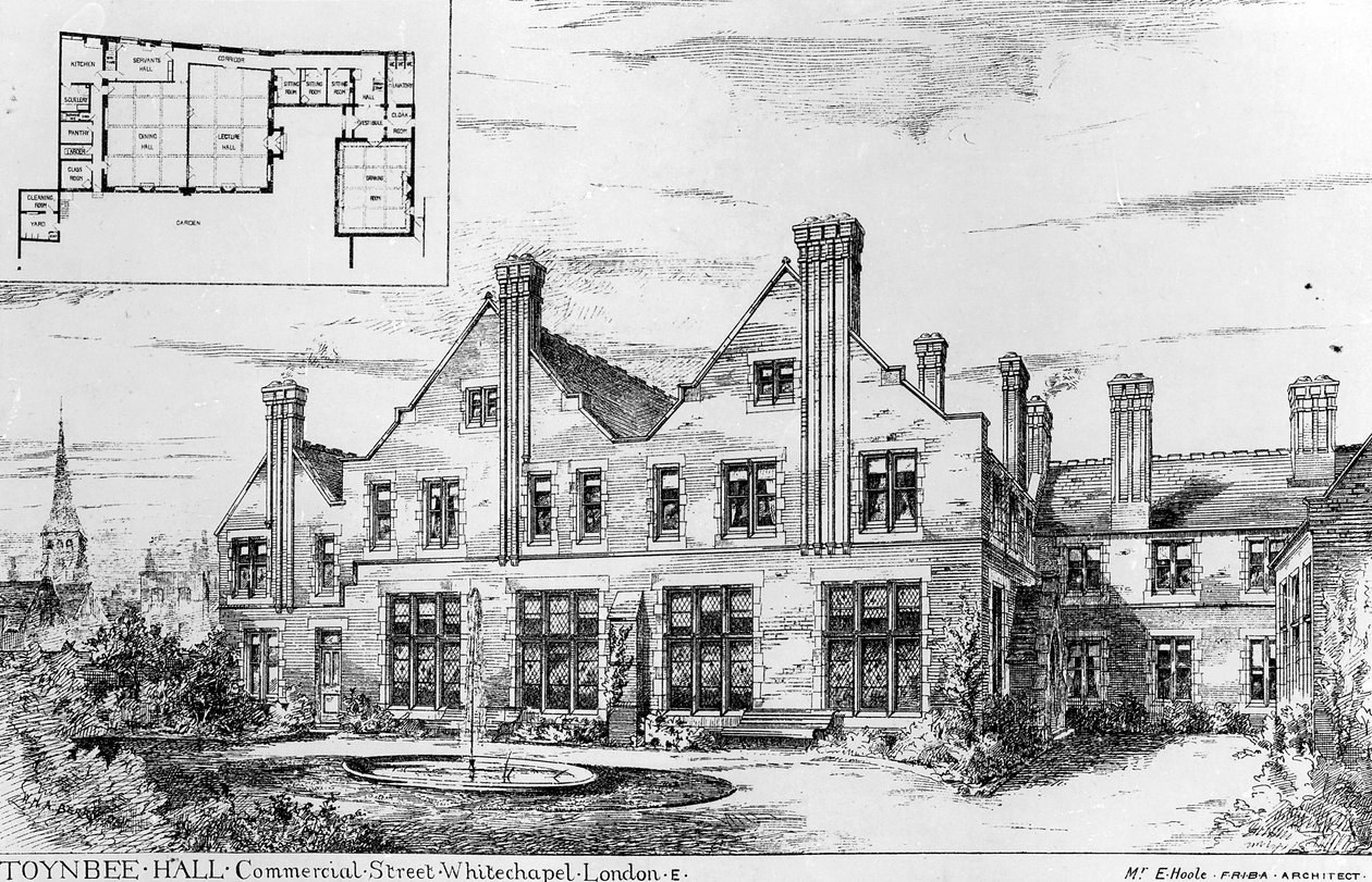 Toynbee Hall, illusztráció a The Builderből, 1885. február 14 alkotó: English School
