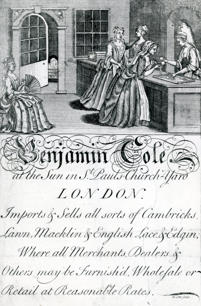 Trade Card, Benjamin Cole, londoni kereskedő (metszet) alkotó: English School