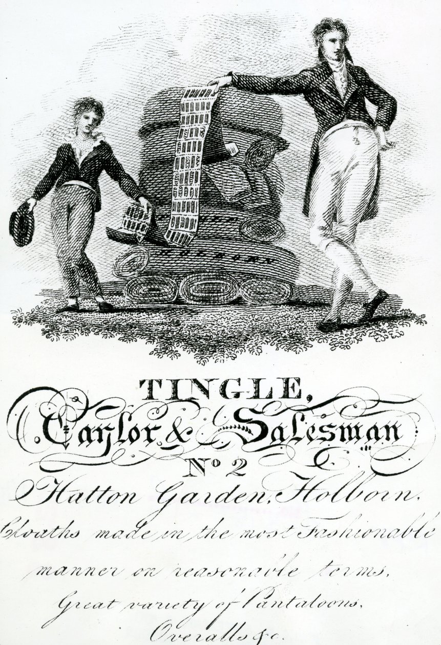 Kereskedelmi kártya Tingle, Taylor és Salesman számára, No 2 Hatton Garden, Holborn (metszet) alkotó: English School