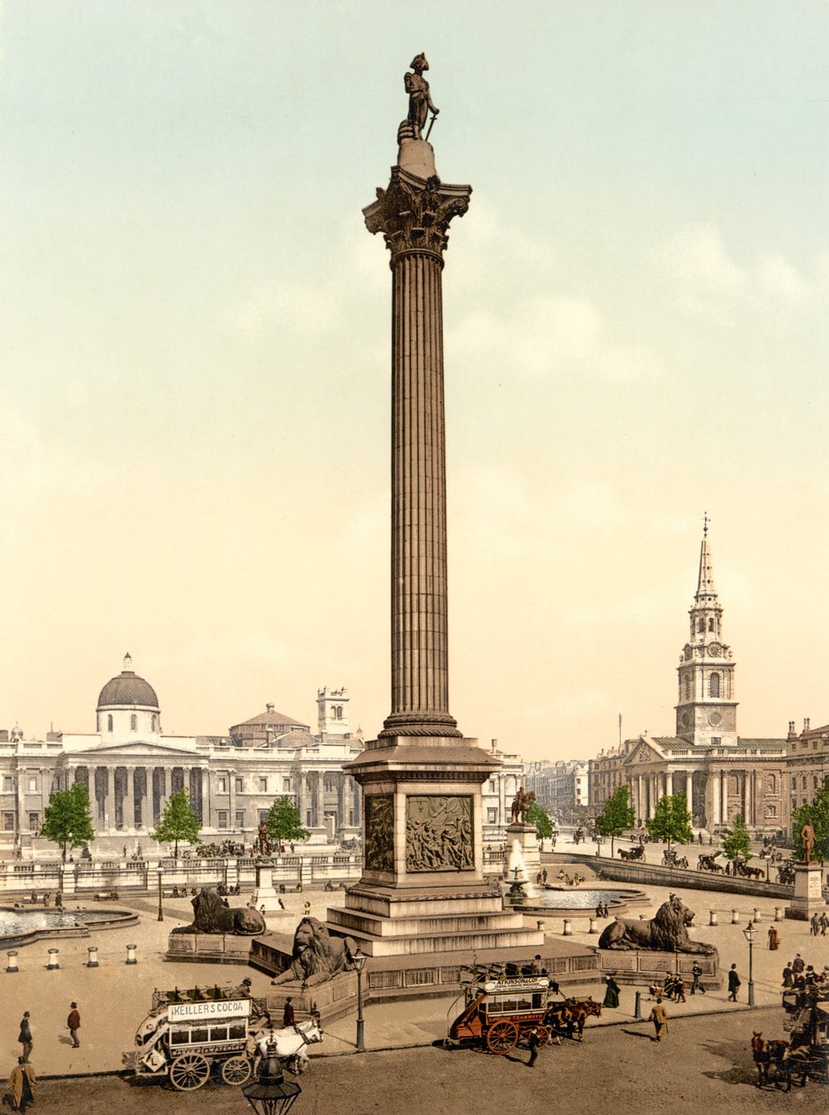 Trafalgar Square, London (kézzel színezett fotó) alkotó: English School