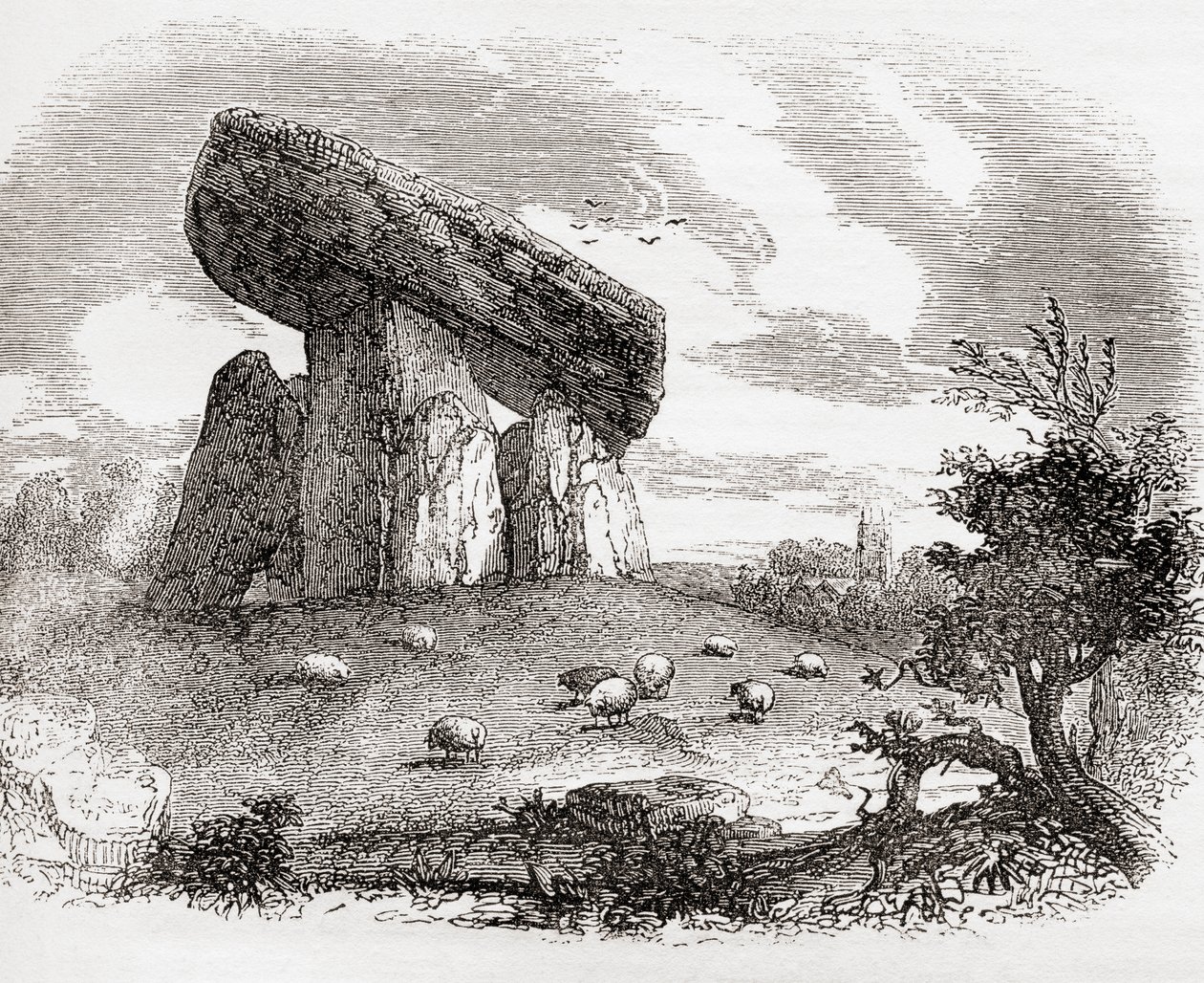 Trethevy Quoit, megalitikus sírkamra az angliai Cornwallban, Ó-Angliából: A Pictorial Museum, pub. 1847 alkotó: English School