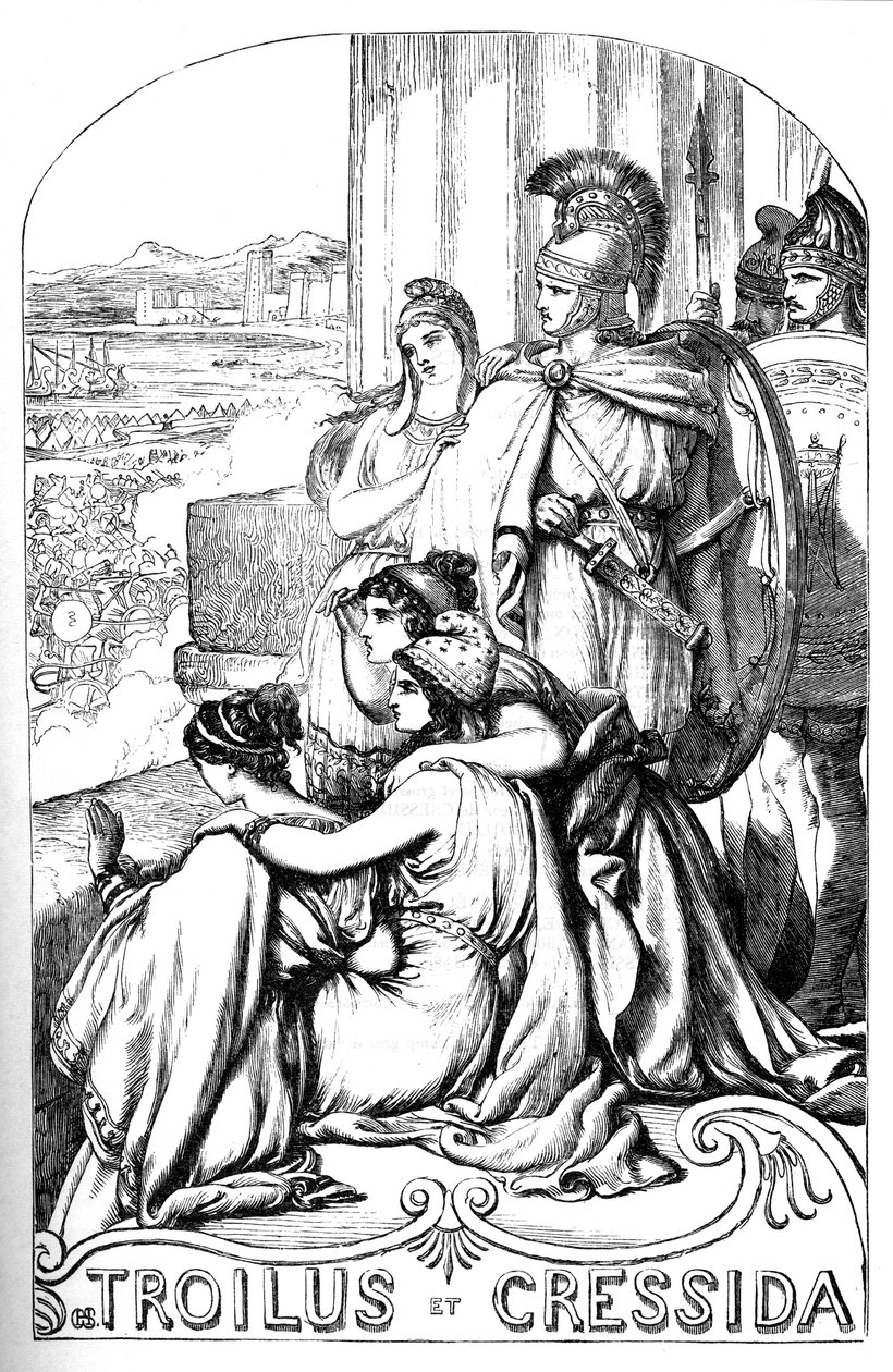 Troilus et Cressida - (Troilus és Cressida) - Illusztráció a "" William Shakespeare műveivel kiegészített" című könyvben"" 1866 - A kiadás illusztrációi és általános formája Cassell illusztrált Shakespeare-jéből származik, amely Londonban jelent meg alkotó: English School