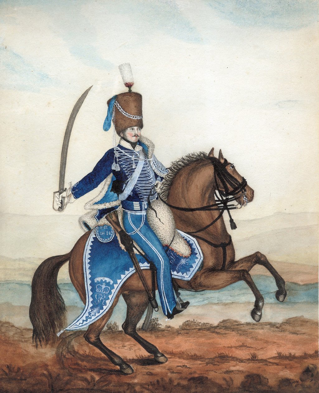 18. huszár katona, 1815 körül (wc papíron) alkotó: English School