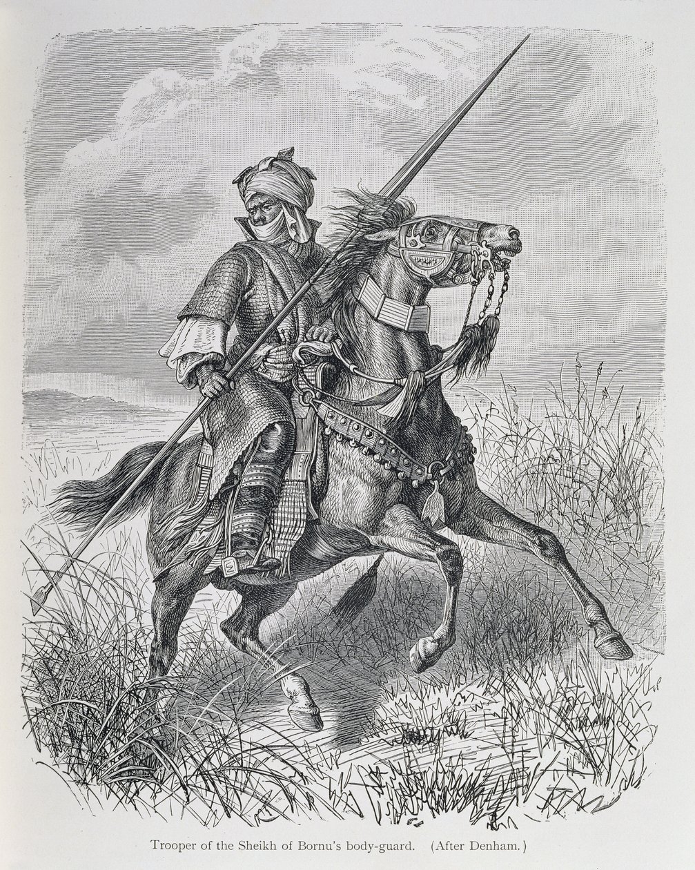 Bornu sejk testőrének katonája, „Az emberiség története” III. kötetéből, Friedrich Ratzel professzor, 1898 alkotó: English School