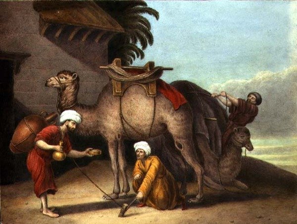 Két teve kísérőkkel, 1825 körül (akvarell, papír) alkotó: English School
