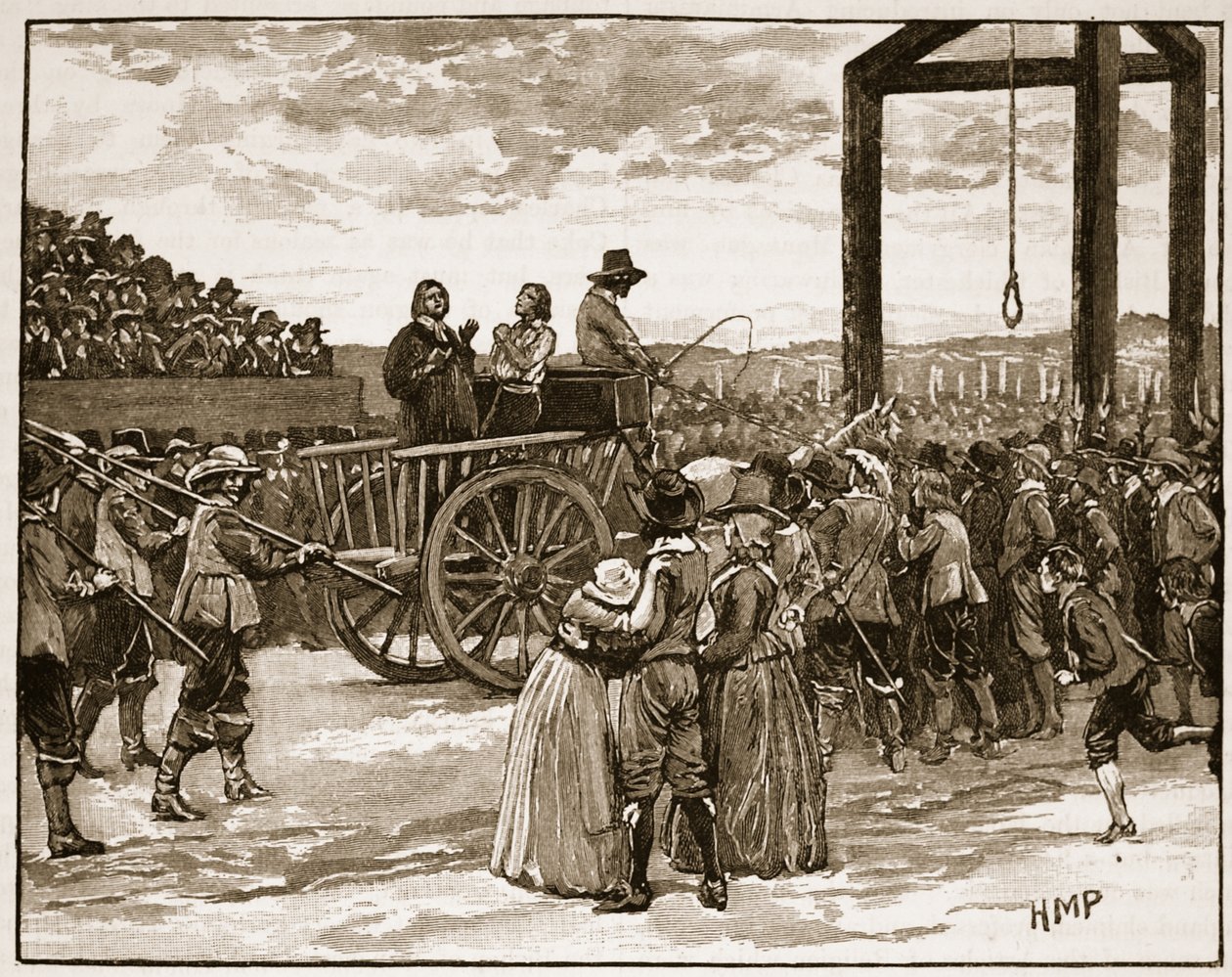 Tyburn I. Károly idejében, illusztráció a Cassells Illustrated History of Englandből (szépia fotó) alkotó: English School