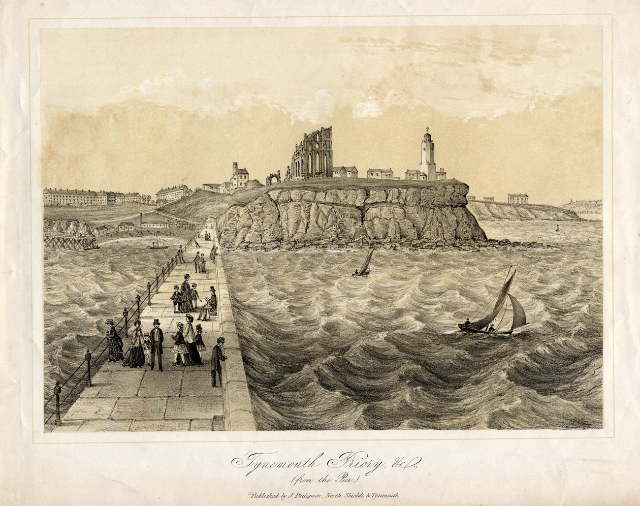 Tynemouth Priory a mólóról alkotó: English School