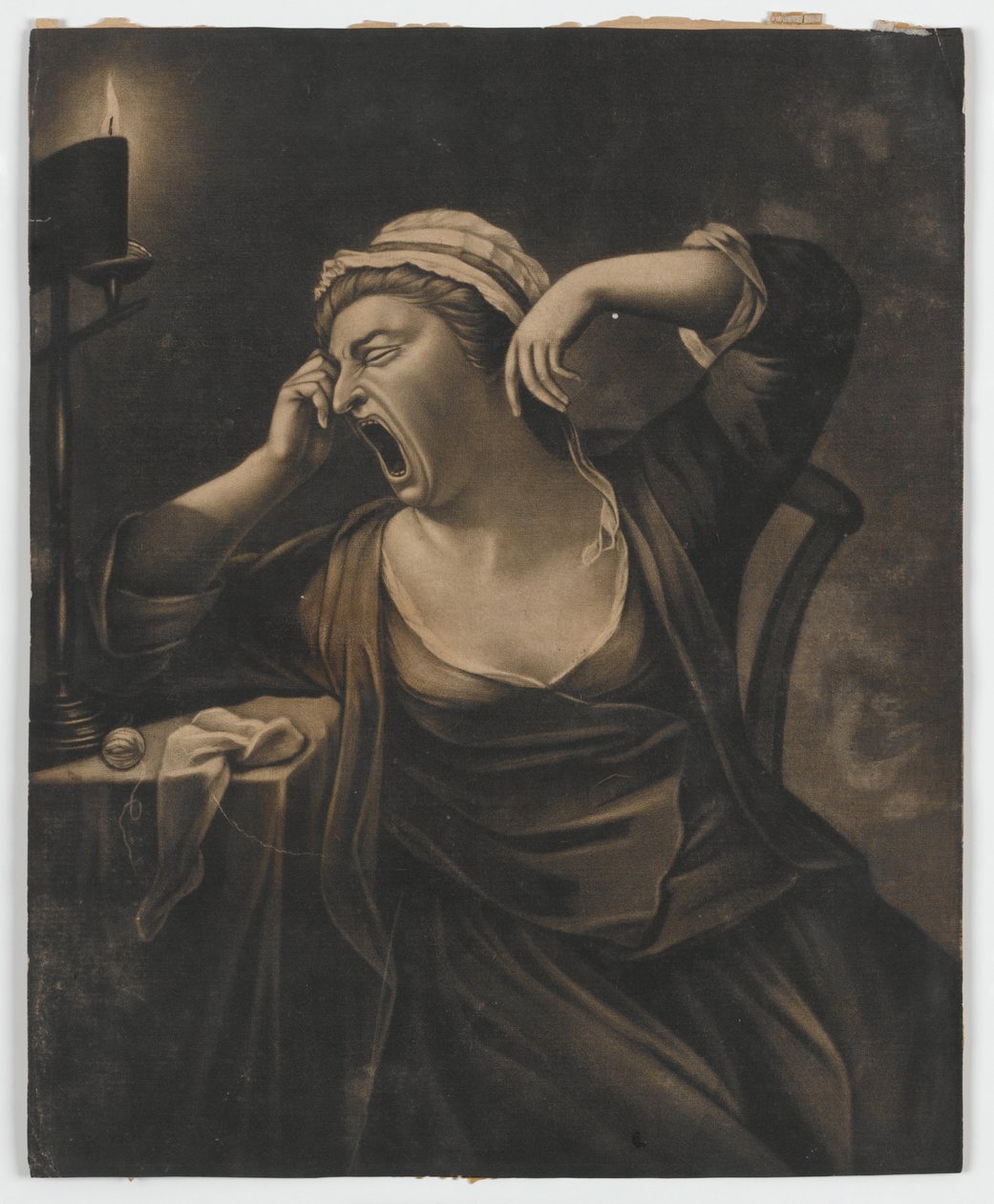 Cím nélkül (ásító nő), 1780 körül (mezzotint) alkotó: English School