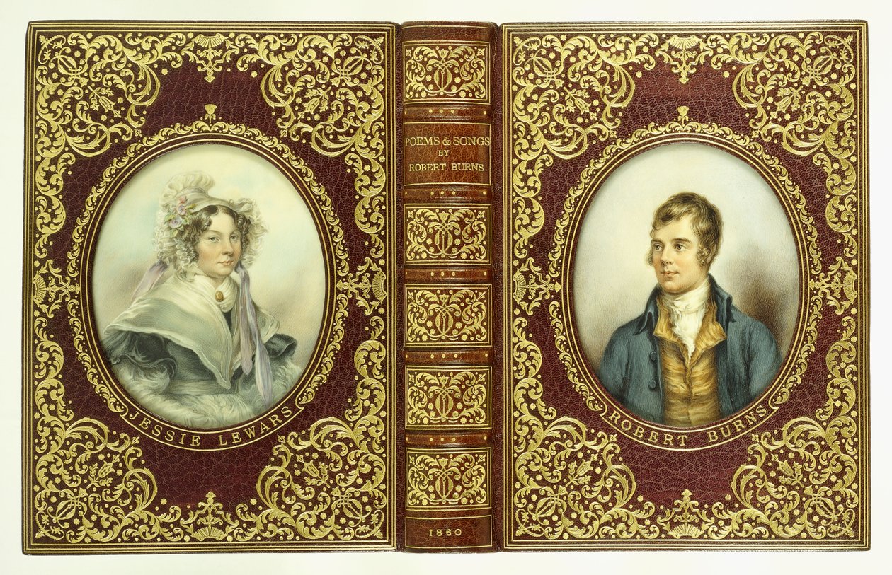 Felső és alsó borítók és gerinc, Robert Burns és Jessie Lewars ovális portréival alkotó: English School
