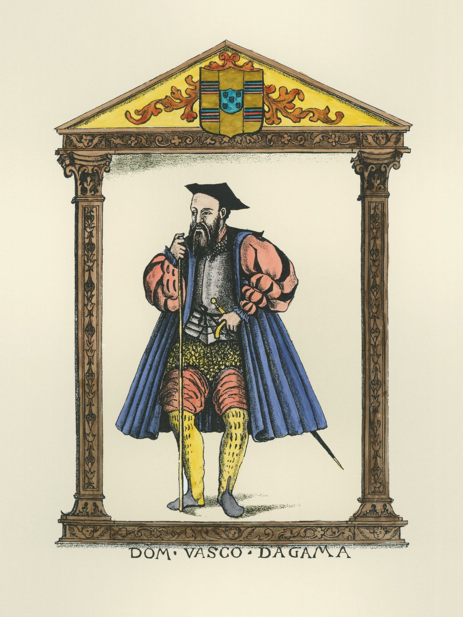 Vasco da Gama (kb.1469-1525) (metszet) (későbbi színezés) alkotó: English School