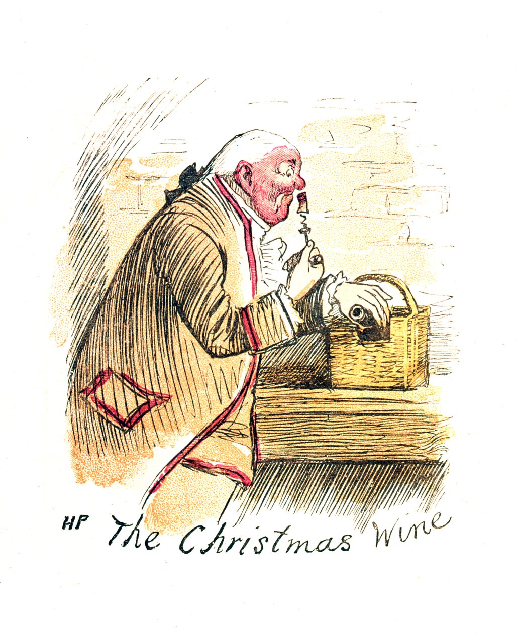 Viktoriánus karácsonyi kártya "The Christmas Wine" alkotó: English School