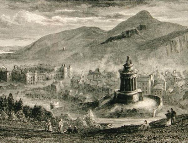 Kilátás a Burns-emlékműről, Calton Hill, Edinburgh, 1880 körül, a Religious Tract Society által kiadott „Scottish Pictures”-ből alkotó: English School