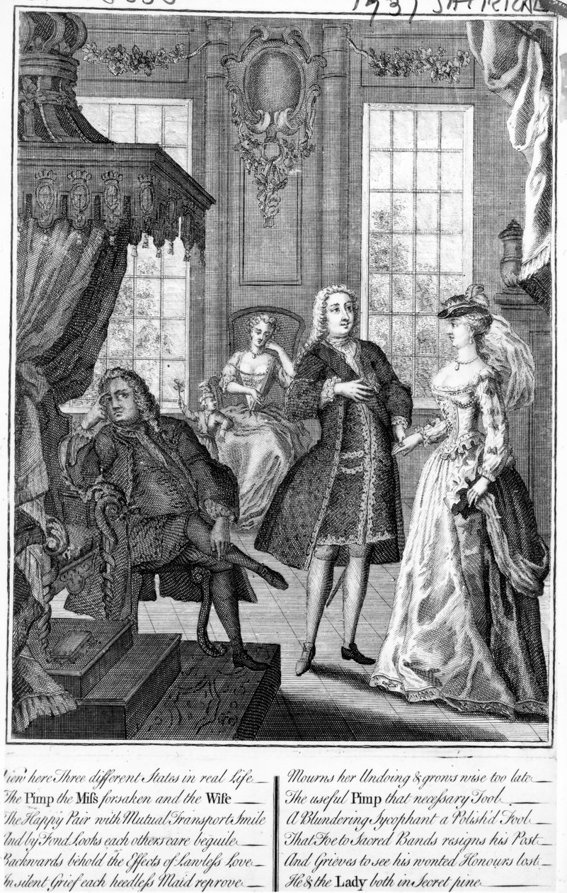 Nézze meg itt: Három különböző állapot a való életben – a strici, az elhagyott kisasszony és a feleség, 1735-6 alkotó: English School