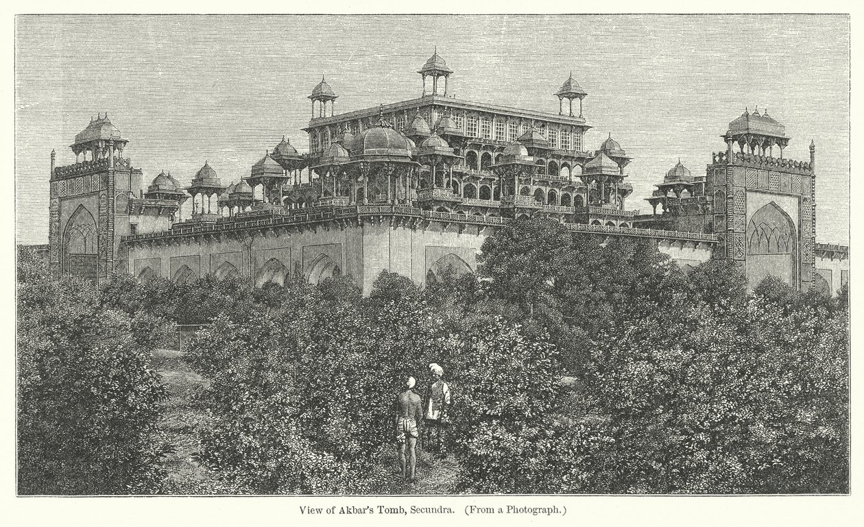 Akbar sírjának látképe, Secundra (metszet) alkotó: English School