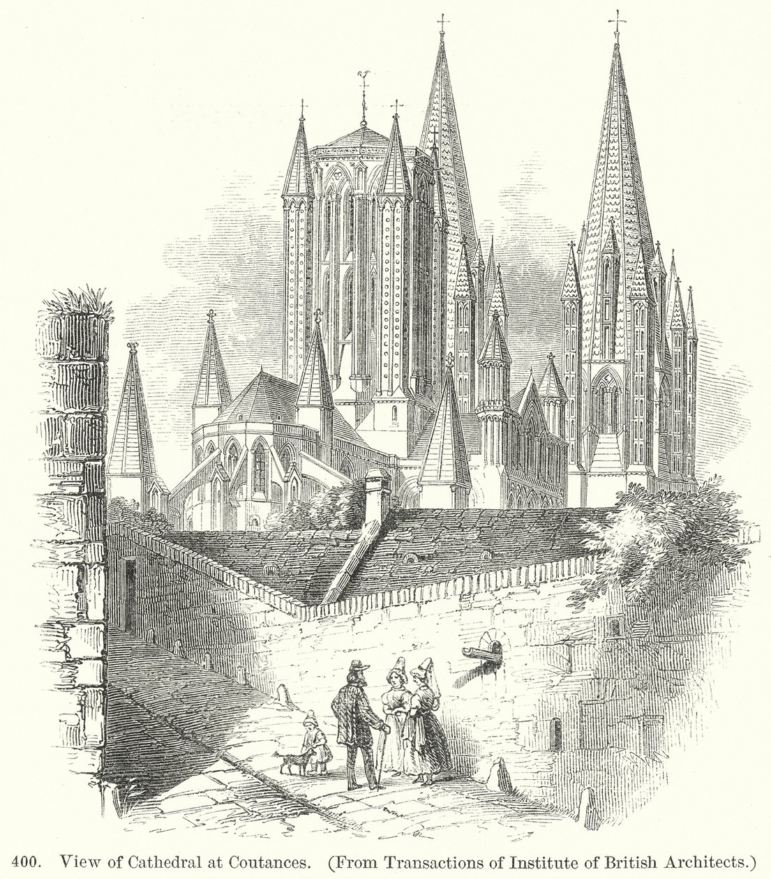 A coutances-i katedrális látképe (metszet) alkotó: English School