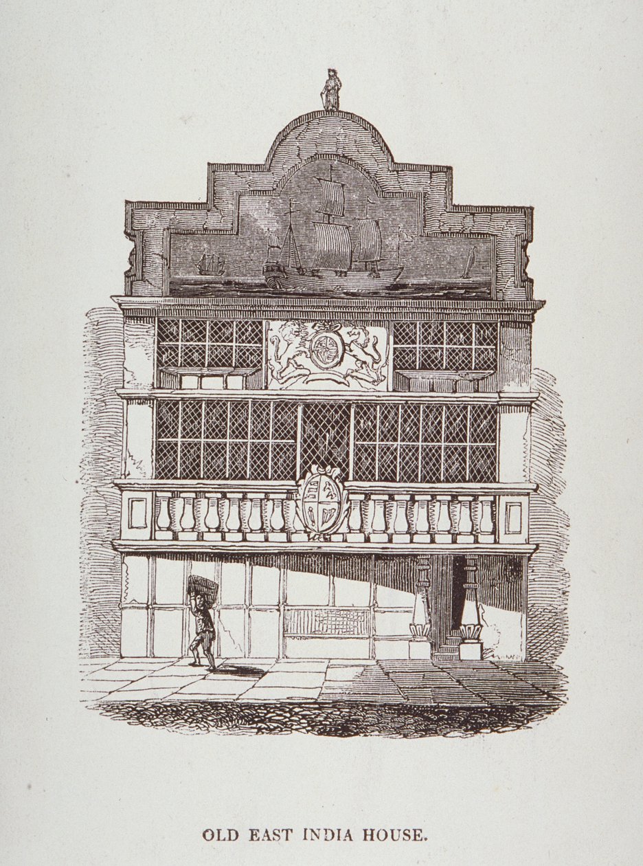 Kelet-indiai ház kilátása, előtte figurával, 1700 körül alkotó: English School