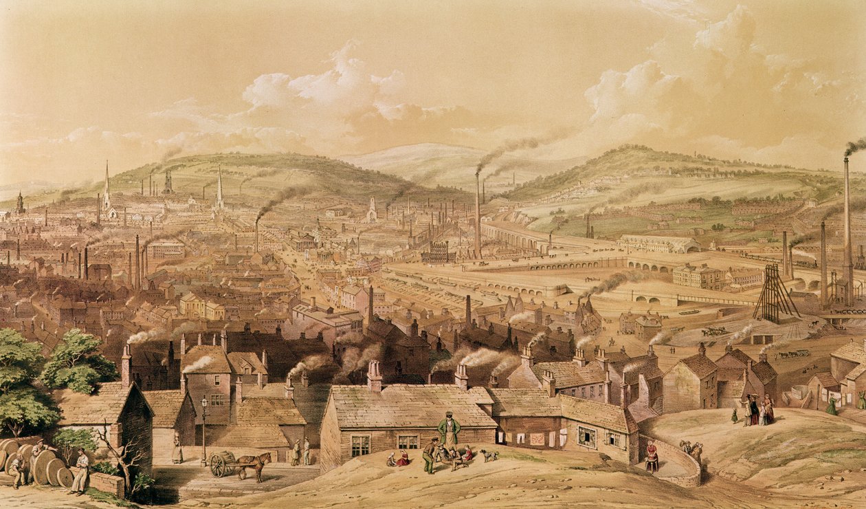 Ipari Sheffield képe délkeletről, William Ibbit, 1854 alkotó: English School