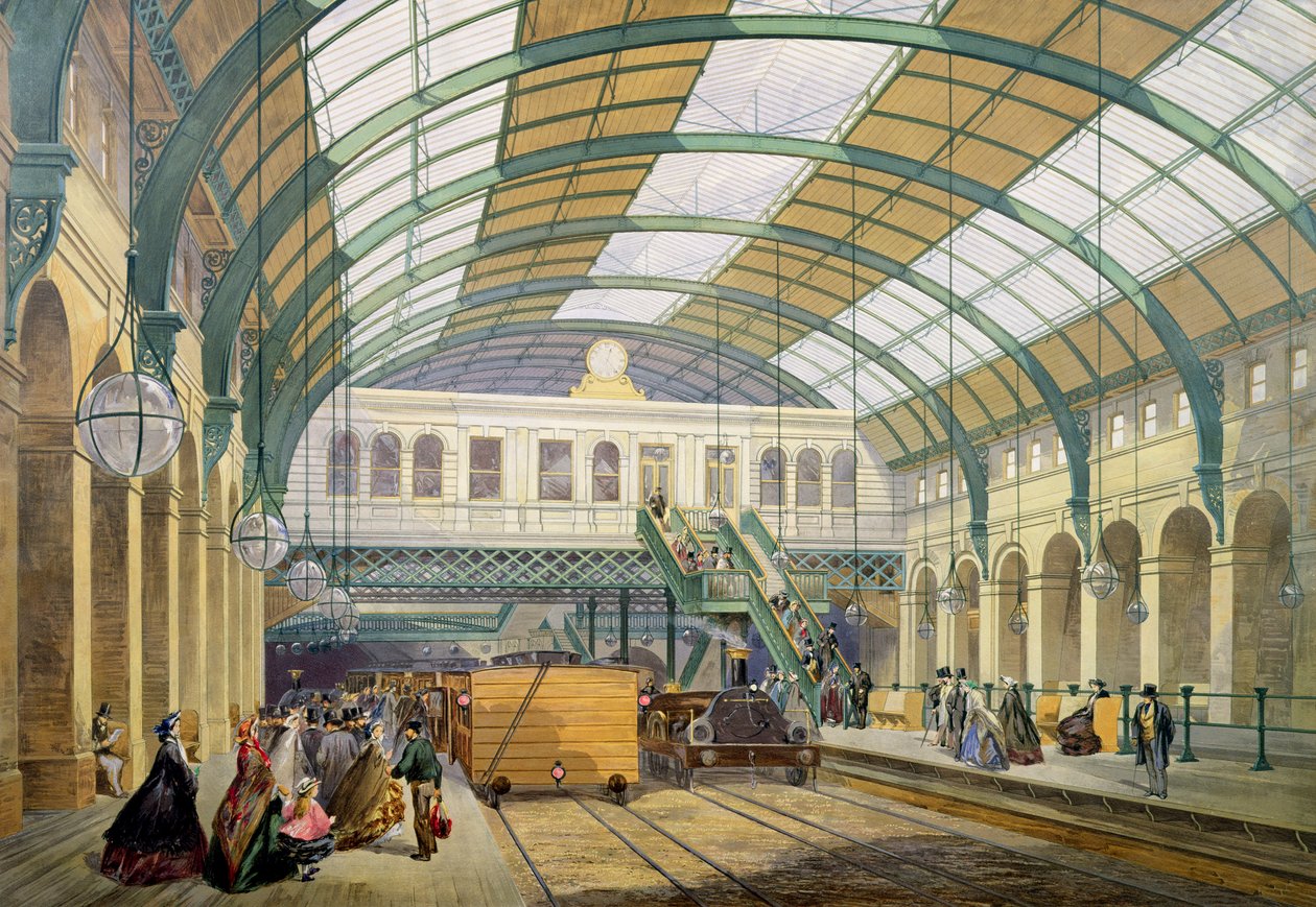 Kilátás a Kings Cross metróállomásra, 1865 körül alkotó: English School
