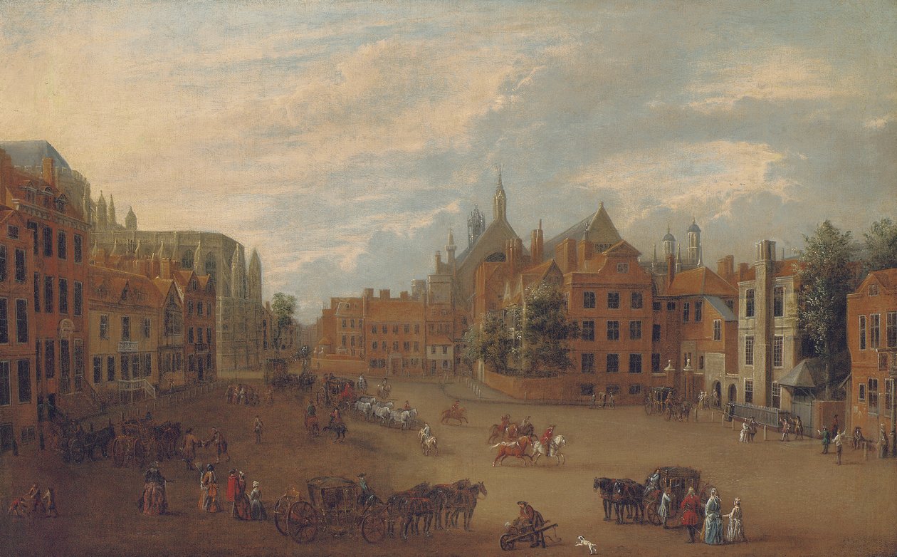 Kilátás az Old Palace Yardra, Westminsterben, a Westminster Abbey keleti végével és VII. Henrik király kápolnával balra, 1700 körül alkotó: English School