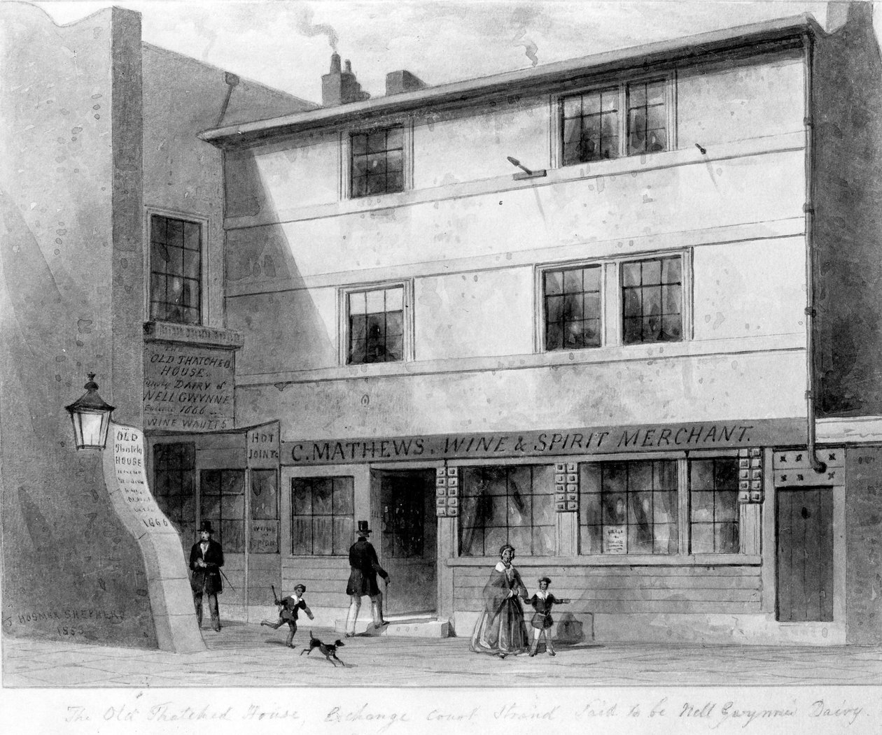 Kilátás a régi nádfedeles házra, Csereudvar, 1853 alkotó: English School