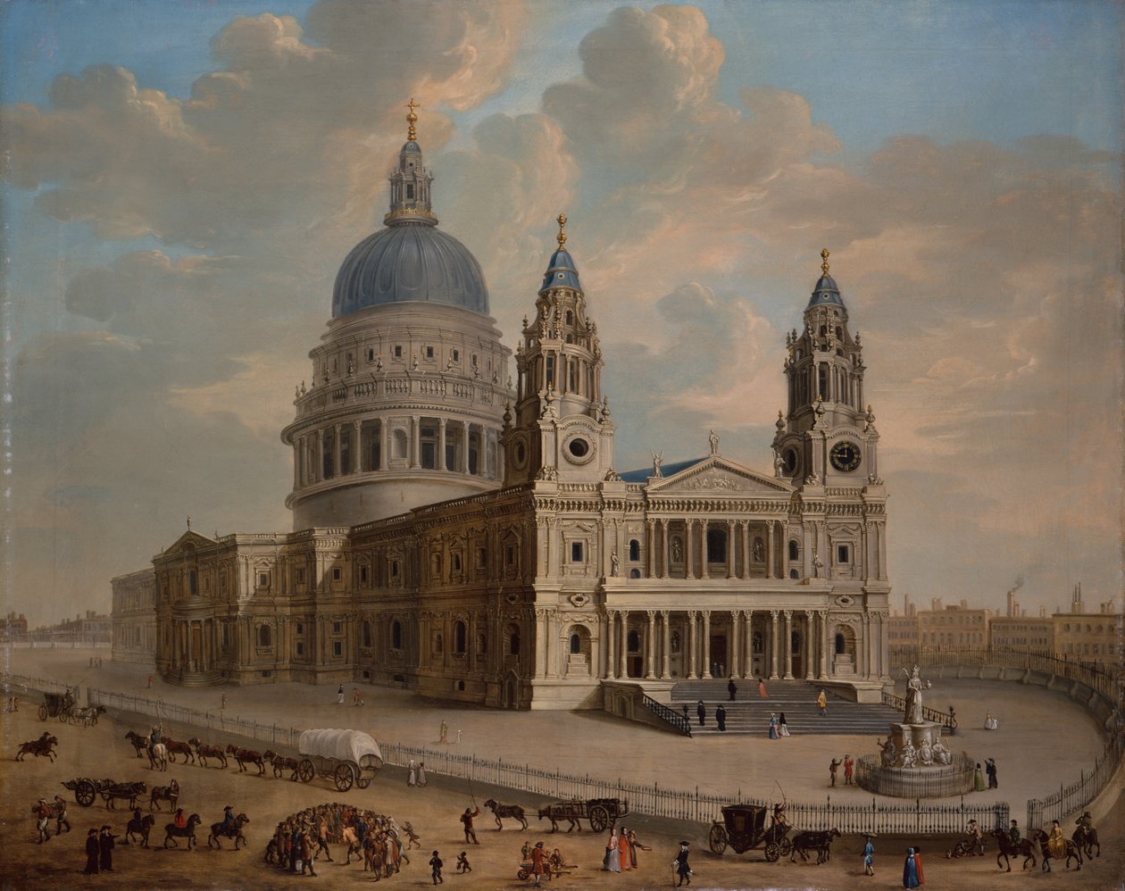 A Szent Pál-székesegyház látképe alakokkal az előtérben, 1725 körül (olaj, vászon) alkotó: English School
