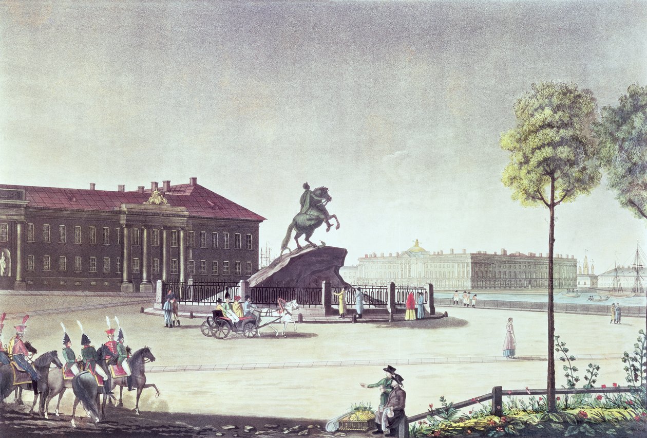 Kilátás a Nagy Szent Péter térre és a Szentpétervári Szenátusra, kiadó: Boyer, London, 1815 (színes litho) alkotó: English School