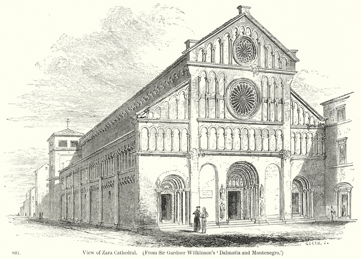 A zarai székesegyház látképe (metszet) alkotó: English School
