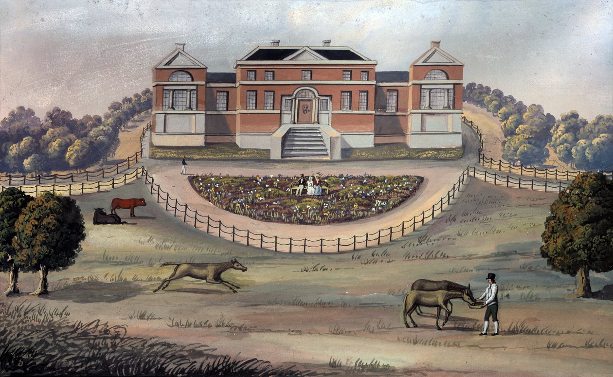 Kilátás egy vidéki házra a parkban, 1825 körül (guache papíron) alkotó: English School