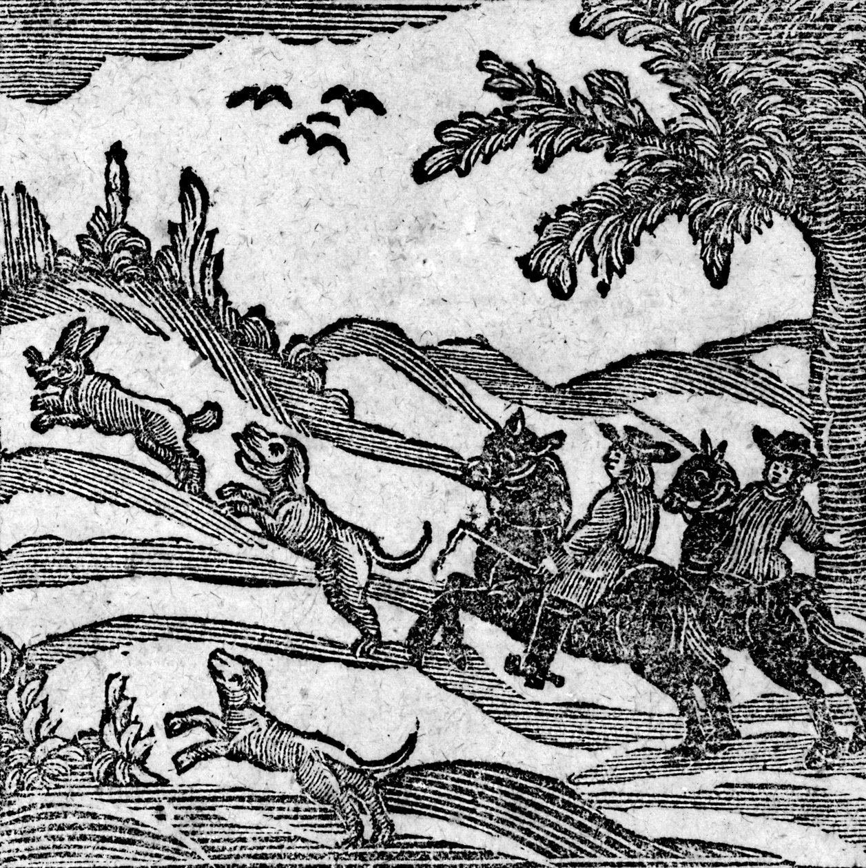 Vadászati jelenet kilátás az „A Book of Roxburghe balladákból” alkotó: English School