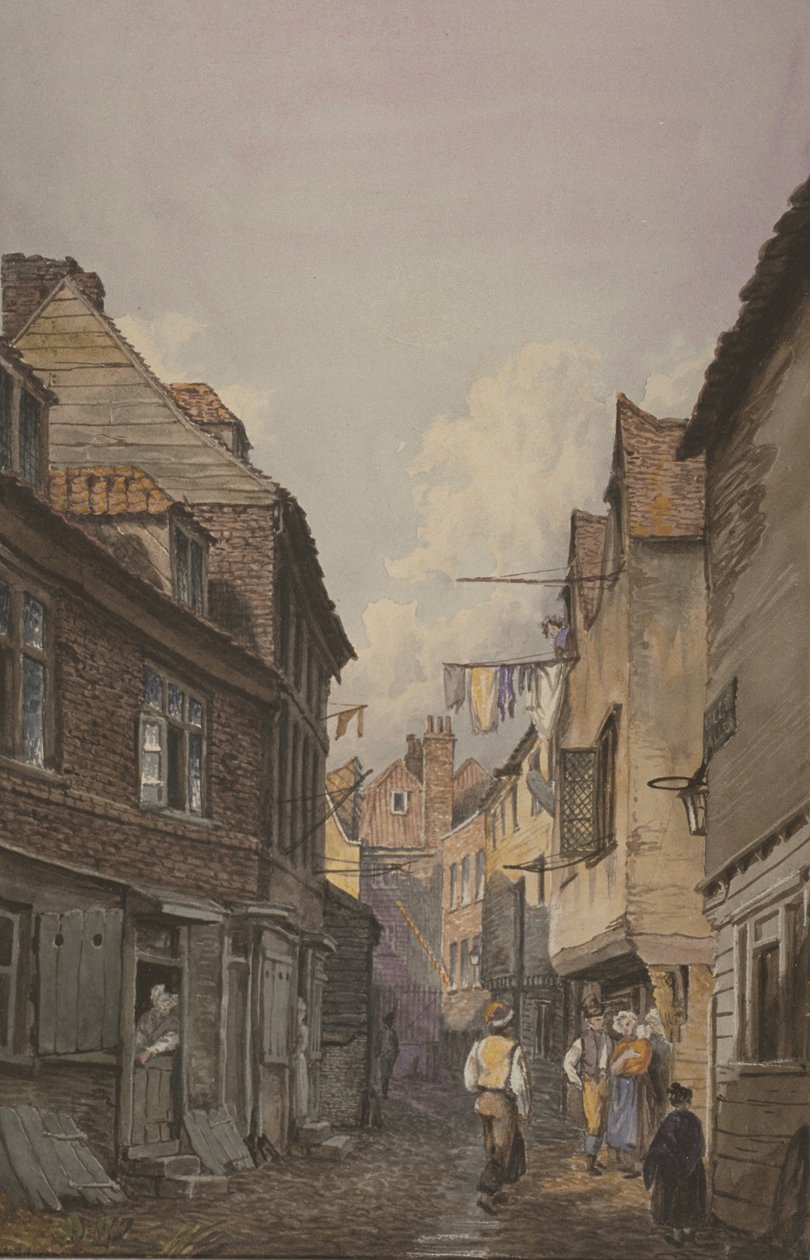 A bermondseyi Glean Alley alakjainak képe, 1825 körül (wc papíron) alkotó: English School