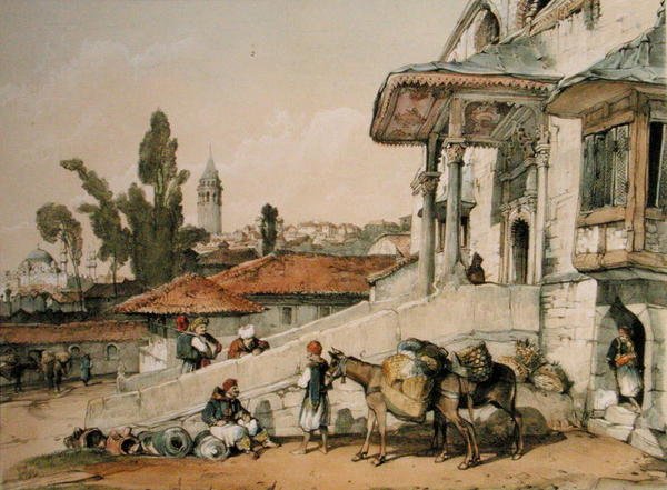 A Galata negyed látképe, 1800-as évek eleje (toll és tus, papír) alkotó: English School