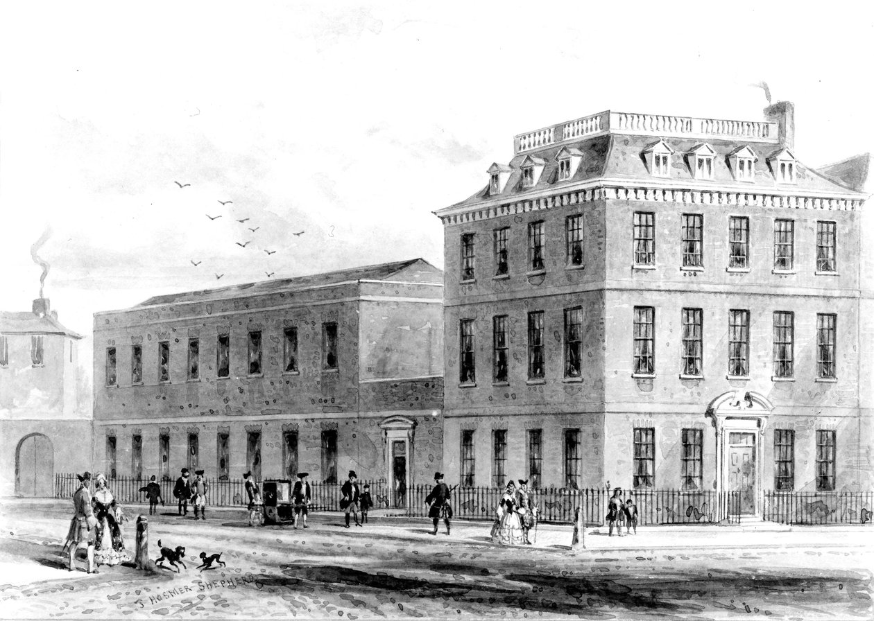 Kilátás a Soho tér keleti oldalára, 1850 alkotó: English School