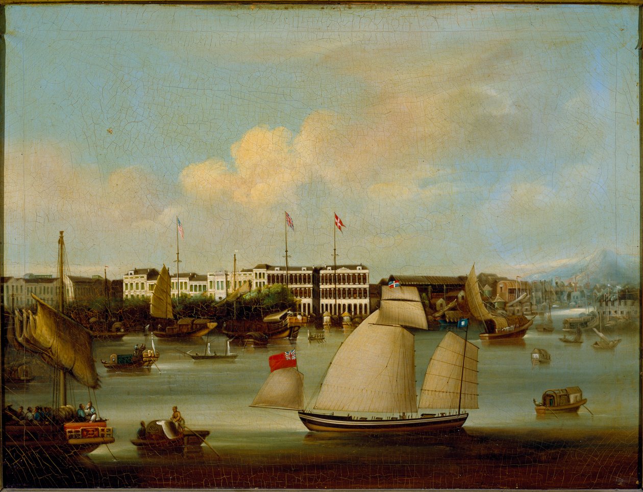 A kantoni külföldi gyárak látképe 1850 előtt (olaj, vászon) alkotó: English School