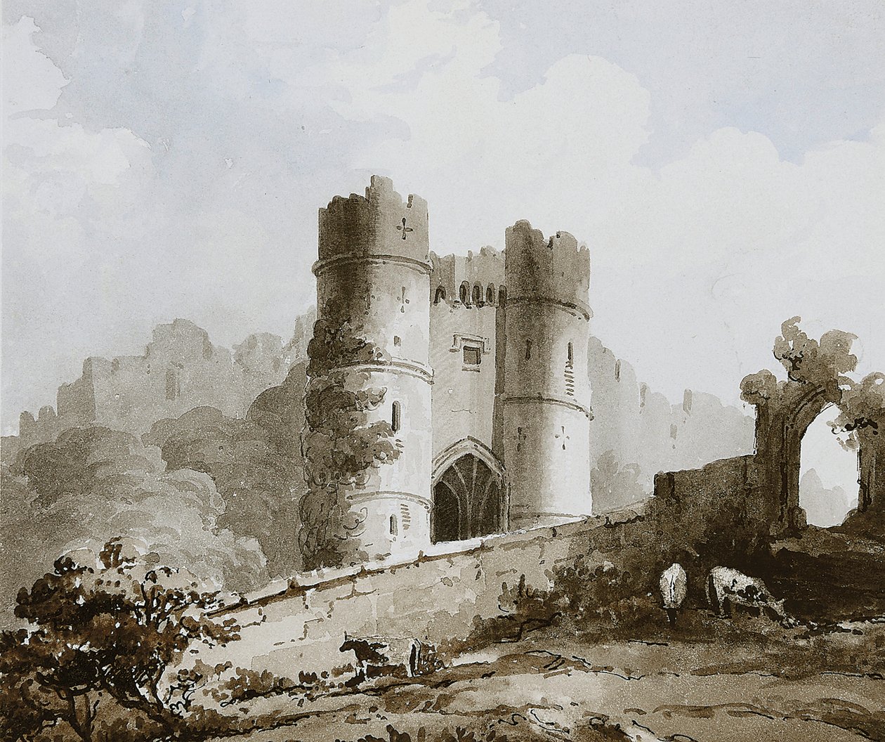 Kilátás a Carisbrooke kastély kapujára, Wight-szigeten alkotó: English School