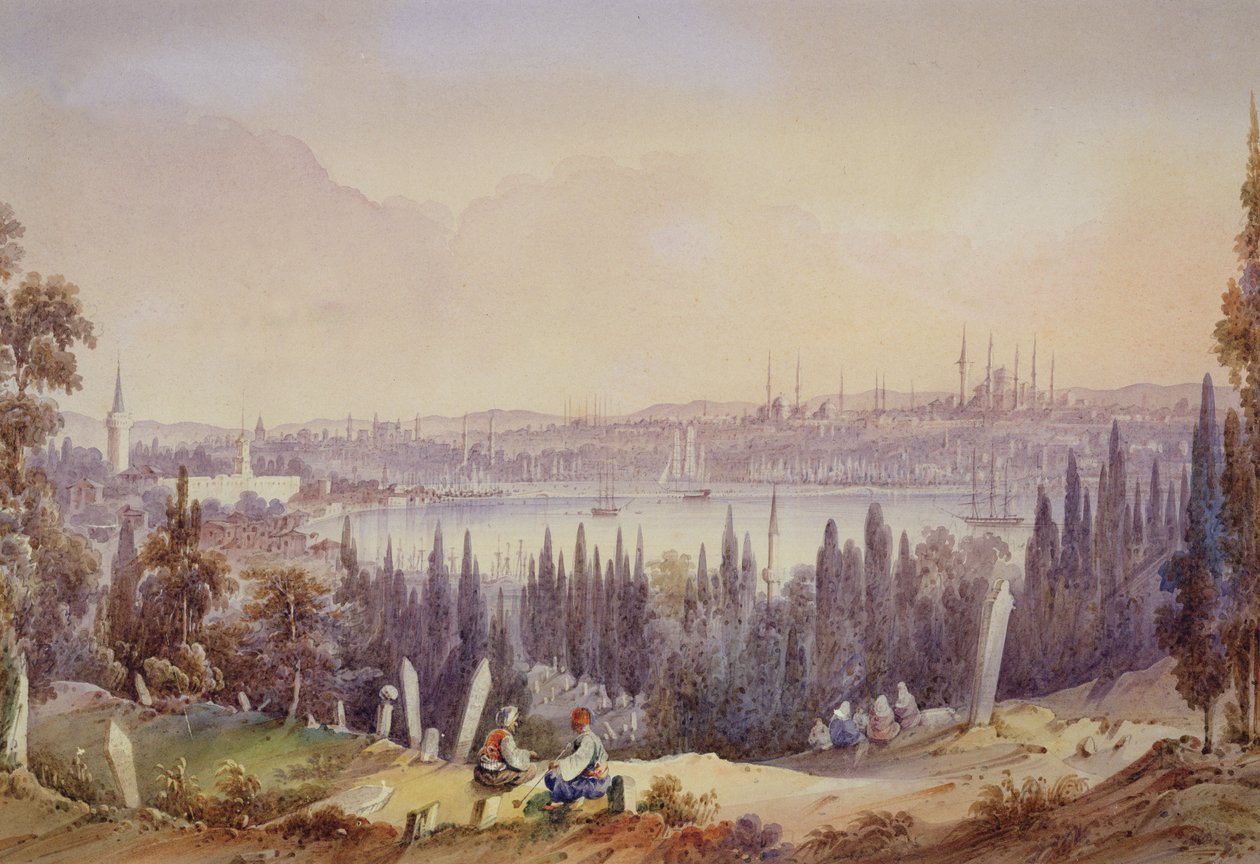 Kilátás az Aranyszarvra, 1840 körül (wc papíron) alkotó: English School