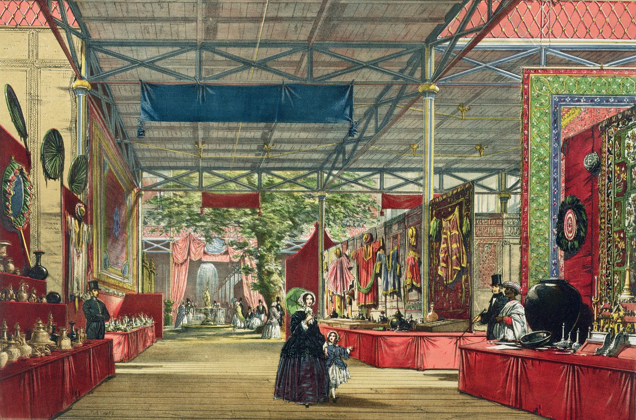 Kilátás az 1851-es Nagy Kiállítás indiai részlegére a Dickinsons Comprehensive Pictures-ből alkotó: English School
