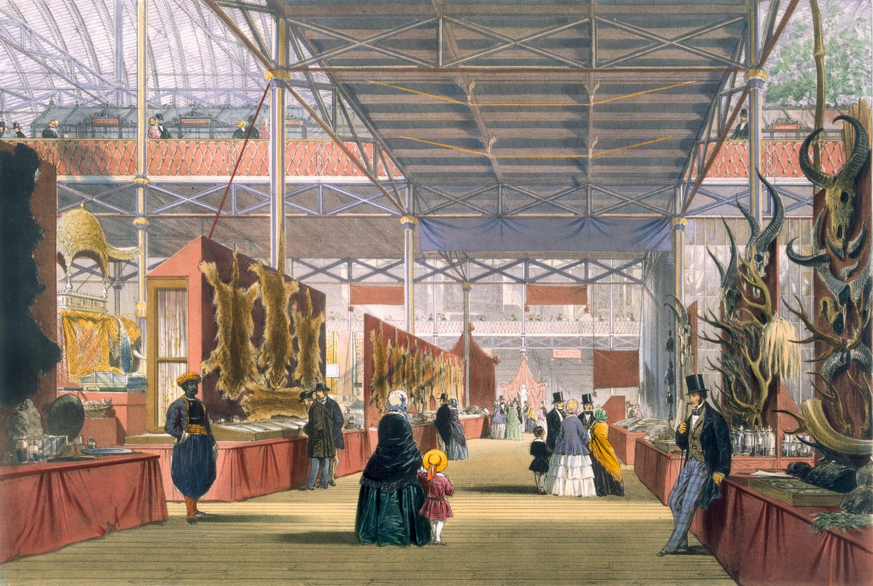 Kilátás az 1851-es Nagy Kiállítás indiai részlegére a Dickinsons Comprehensive Pictures-ből alkotó: English School