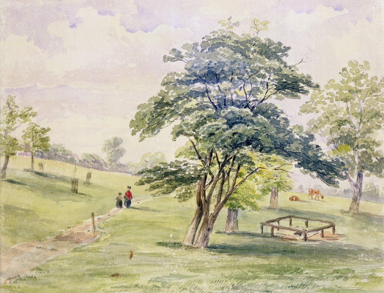 Kilátás a Hyde Park északi részére, 1820 alkotó: English School