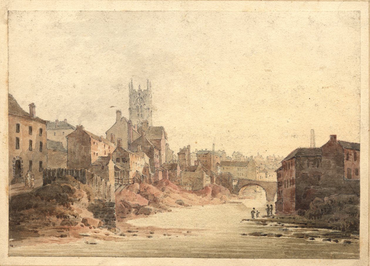 Kilátás az Irwell folyóra, Manchester, 1820-30 körül (wc papíron) alkotó: English School