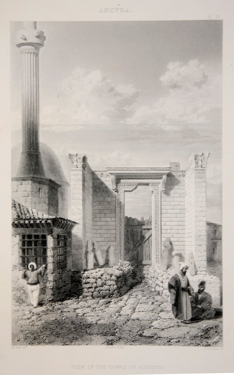 Kilátás Augustus templomára, kocsma. 1863-as litográfia. alkotó: English School