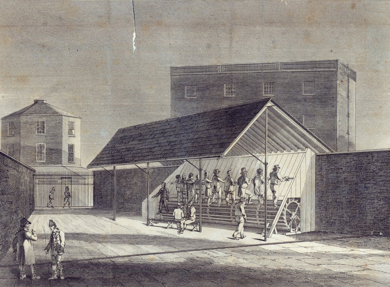 Kilátás a foglyok foglalkoztatására szolgáló futómalomról, amelyet a Brixtoni Javítóházban állítottak fel, a Gent kiadásában. Mag., 1822. júl alkotó: English School