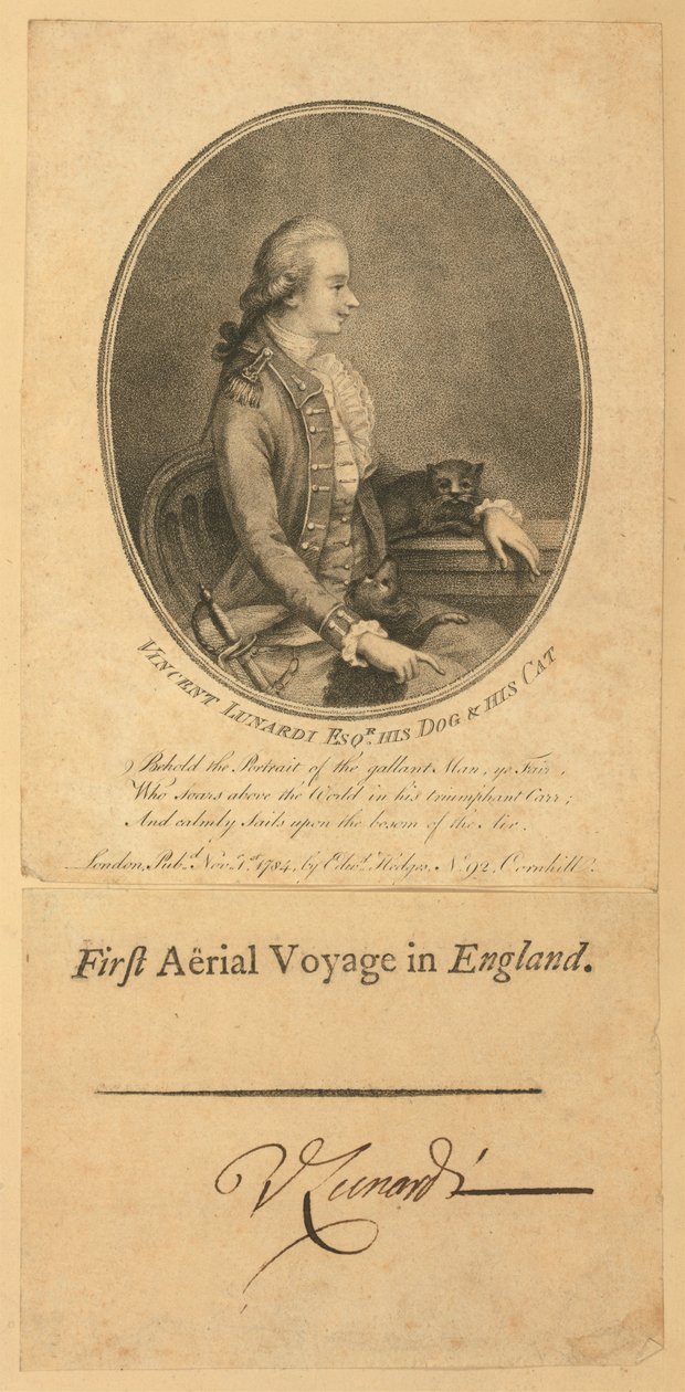 Vincent Lunardi, 1784 (csúcsmetszet) alkotó: English School
