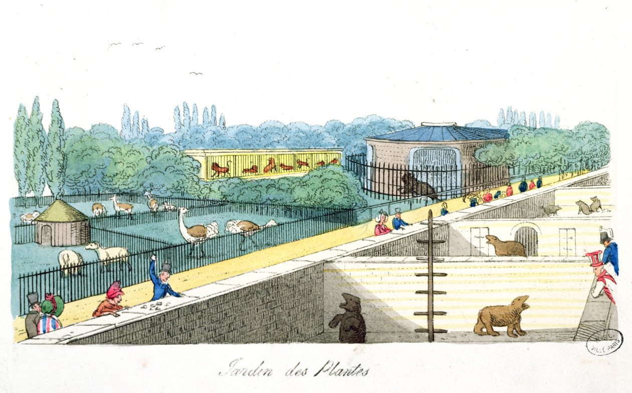 Látogatók a párizsi Jardin de Plantes-ben, a De Paris a Douvres-ből, Roger Bookem, 1822 alkotó: English School